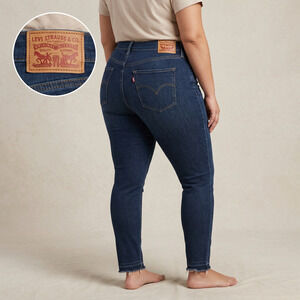 Levi's Women's 721 High Rise Skinny Jeans Dark Wash Raw Hem Plus Size 18W